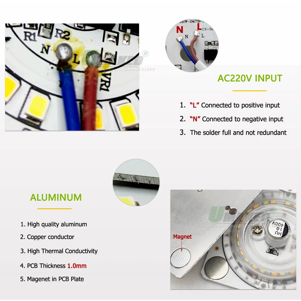 1Pc AC220V LED Moudle 12W 18W 24W 36W Aluminum Heatsink Plate Lighting Kits SMD2835 110lm/W For Ceiling Lamps Source Replace DIY