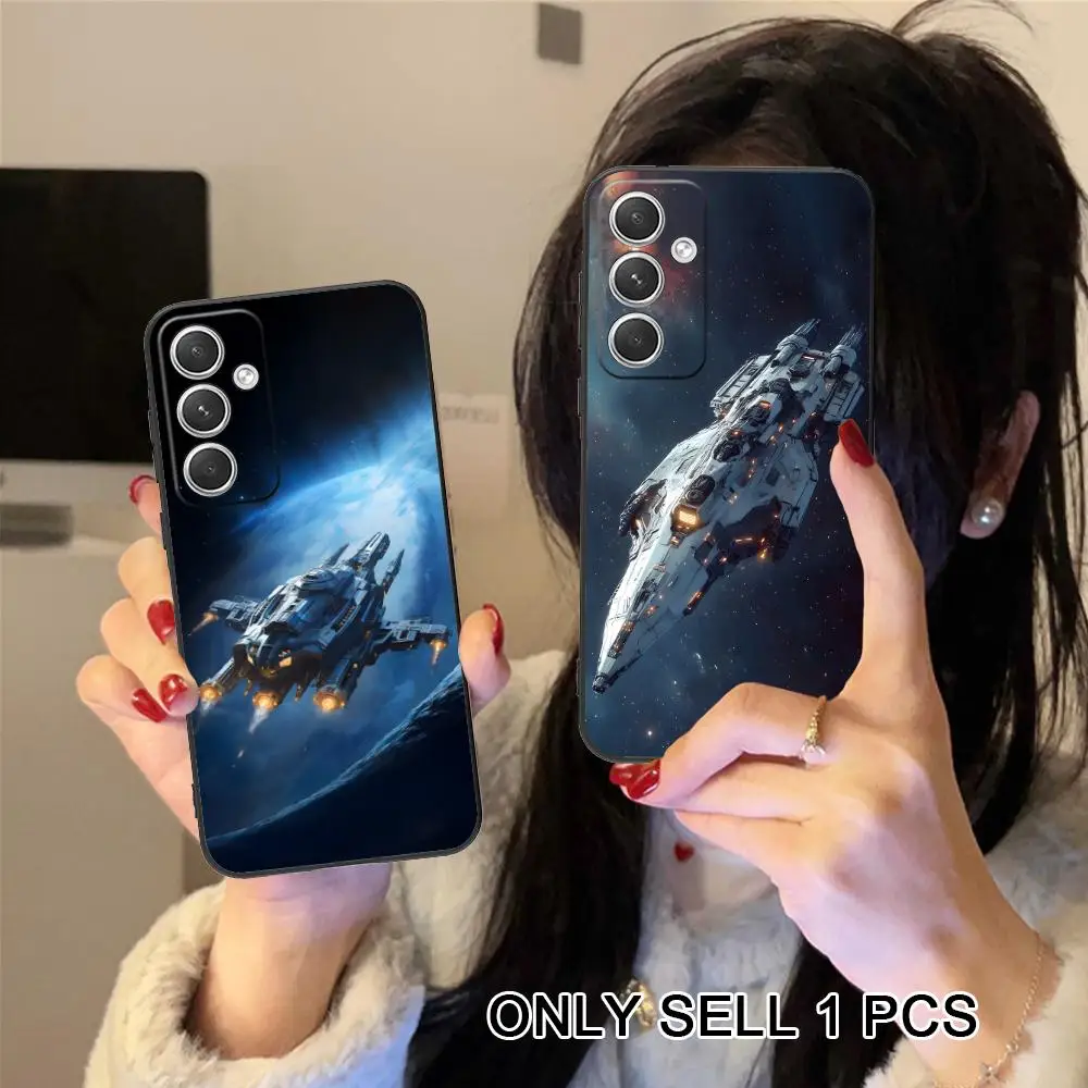 Space Warship Phone Case for Samsung Galaxy S26 S25 S24 S23 S22 S21 S20 Note20 Plus FE Ultra Soft TPU Shockproof Cover
