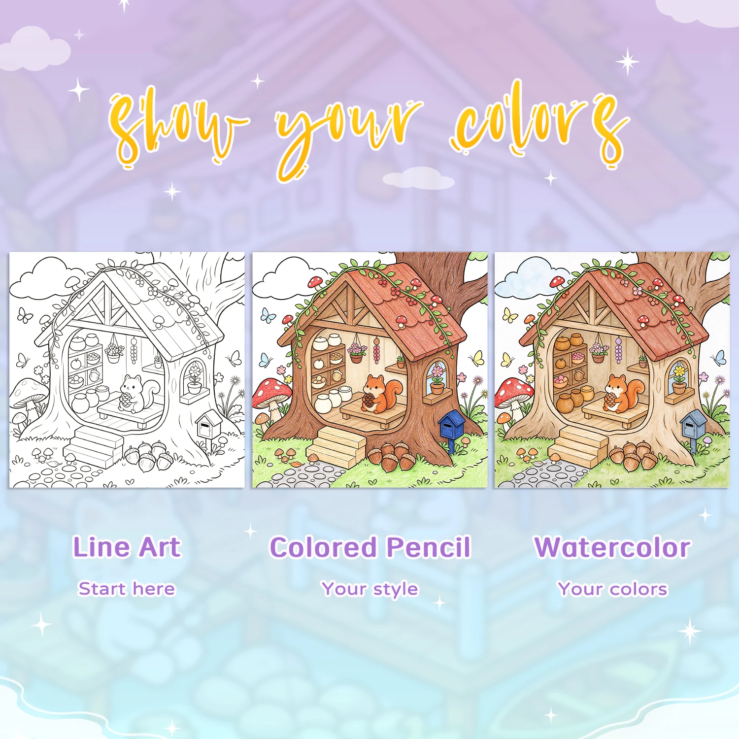 2 Pack Cute Coloring Book, 60 Unique Pages Thick Paper, Easy Tear Kawaii Coloring Book for Teens Adults