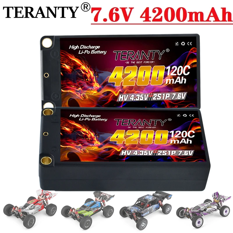 TERANTY MAX 240C Shorty Lipo 2S Battery 7.6V 4200mAh 120C RC Lipo Battery with 5mm Bullet for Car Truck Boat Parts