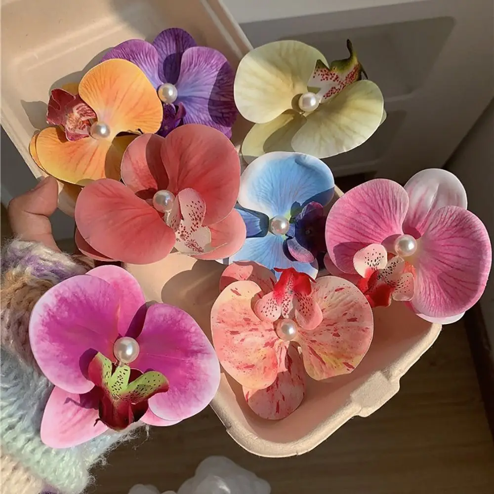 

Новинка, 1 шт., заколка для волос с жемчугом Phalaenopsis, заколка для волос с орхидеей и бабочкой, аксессуары для волос, зажим в виде утконоса, заколки для волос с бантом и цветком