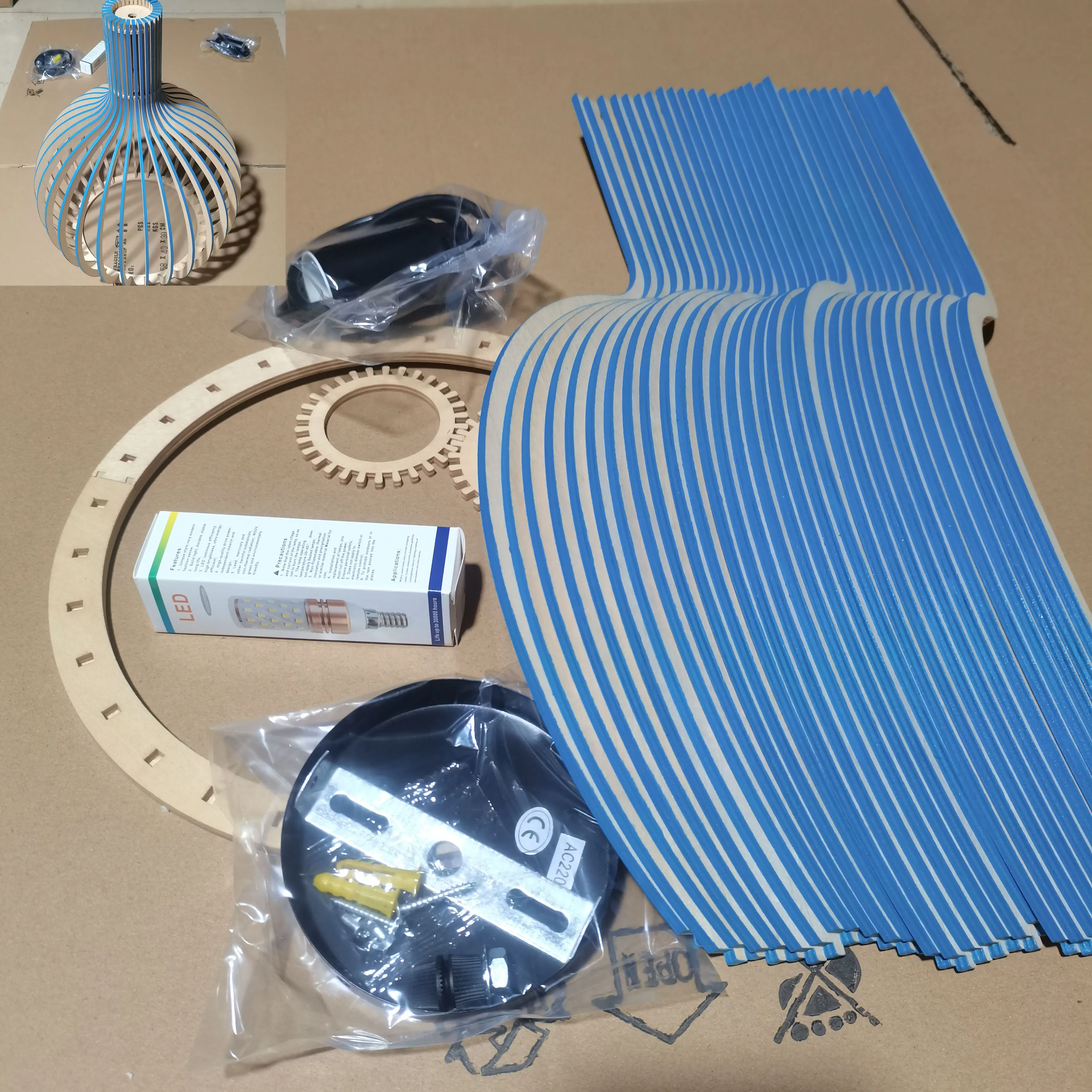 Zwart Wit Blauw Walnoot Kleur Foscarini Massief Houten Kooi Hanglamp Zwart Bamboe Lamp Verlichtingsarmaturen VIP Drop Shipping