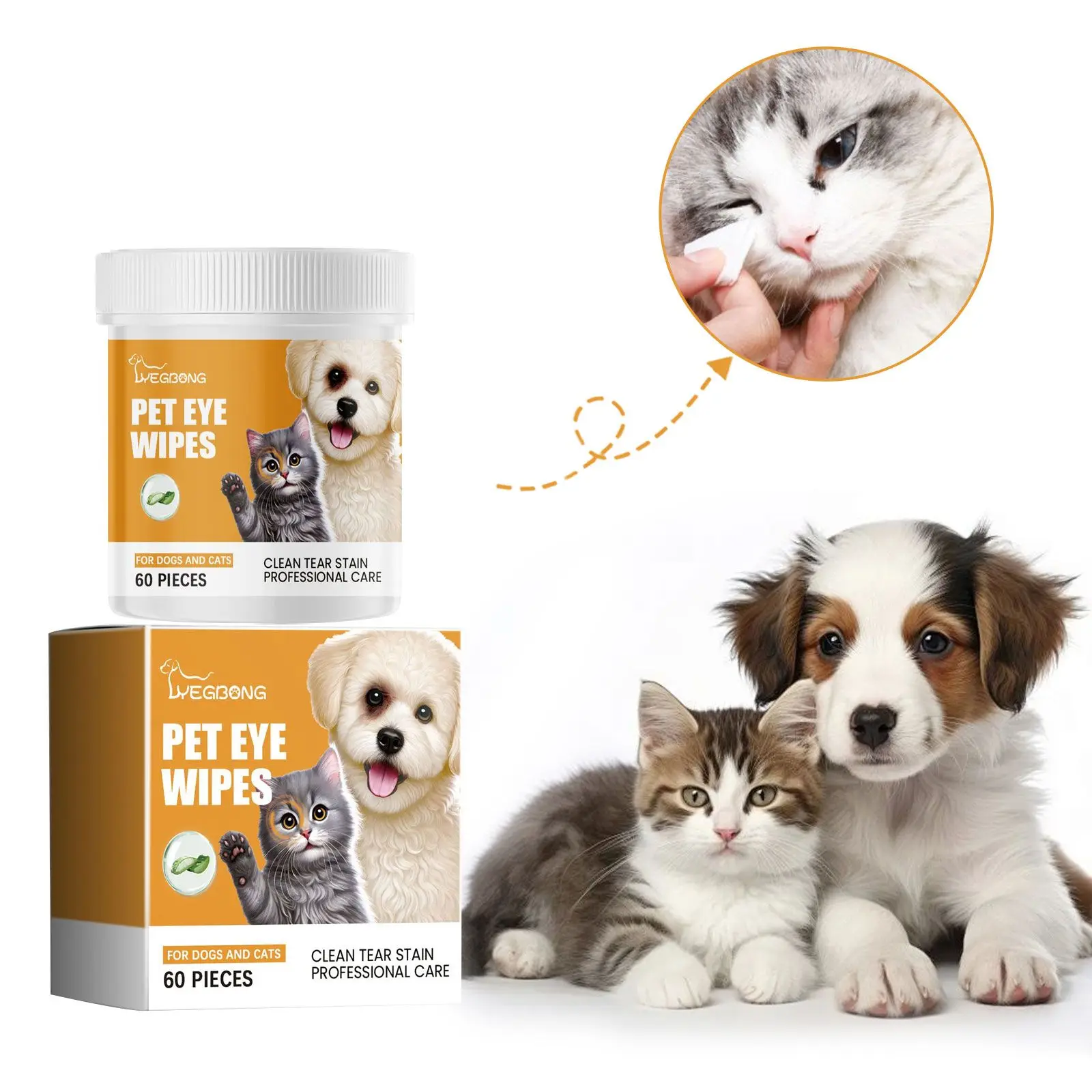 

Cat Dog Eye Wipes Tear Marks Cleaning Gentle Eye Cleaning Grooming Eye Wet Towels Tear Stain Remover Pet Cleaning Wet Tissues