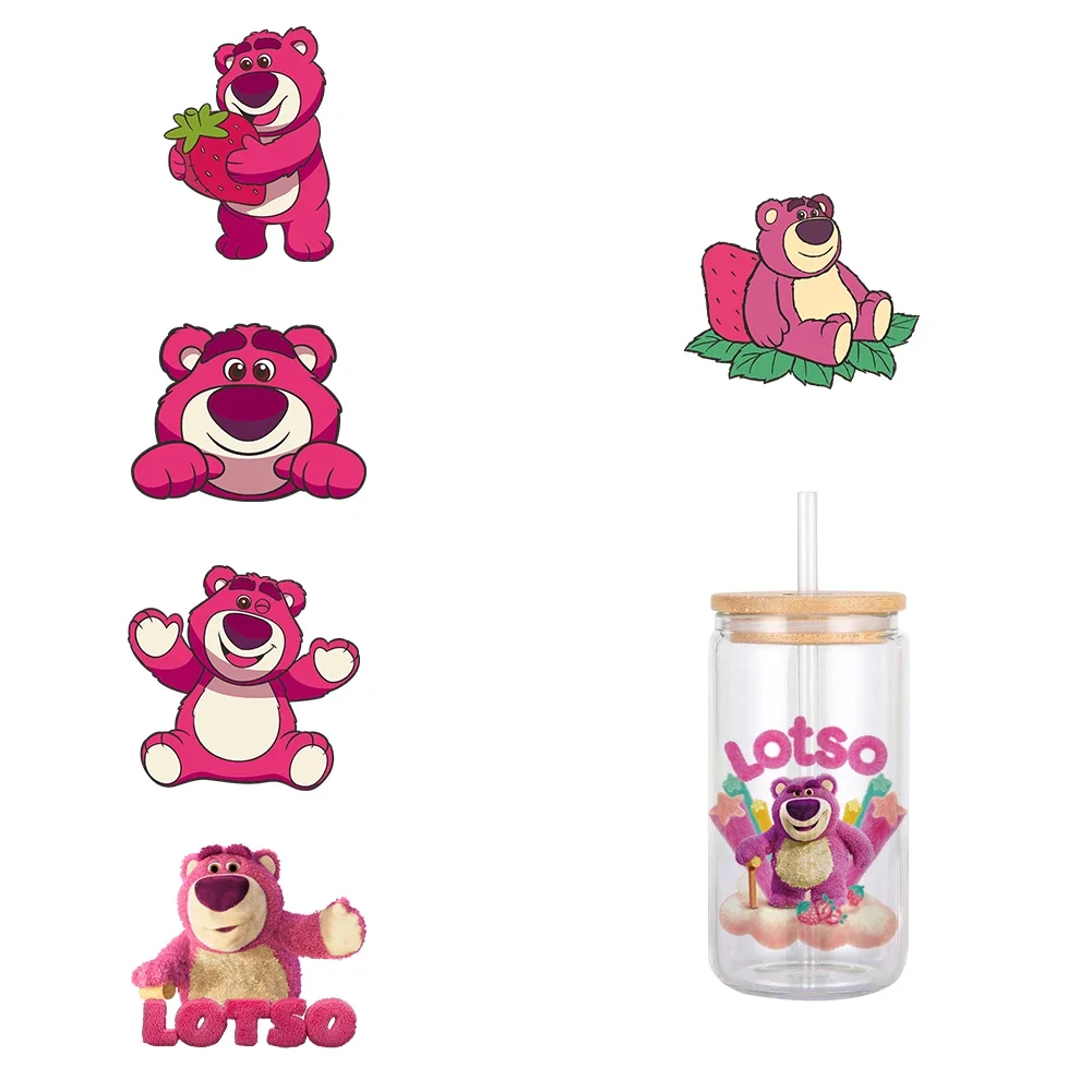 11X12cm Disney Cartoon Lots-o'-Huggin' Bear UV DTF Transfer Sticker Waterproof Transfers Decals For 16oz Glass Cup Wrap Sticker