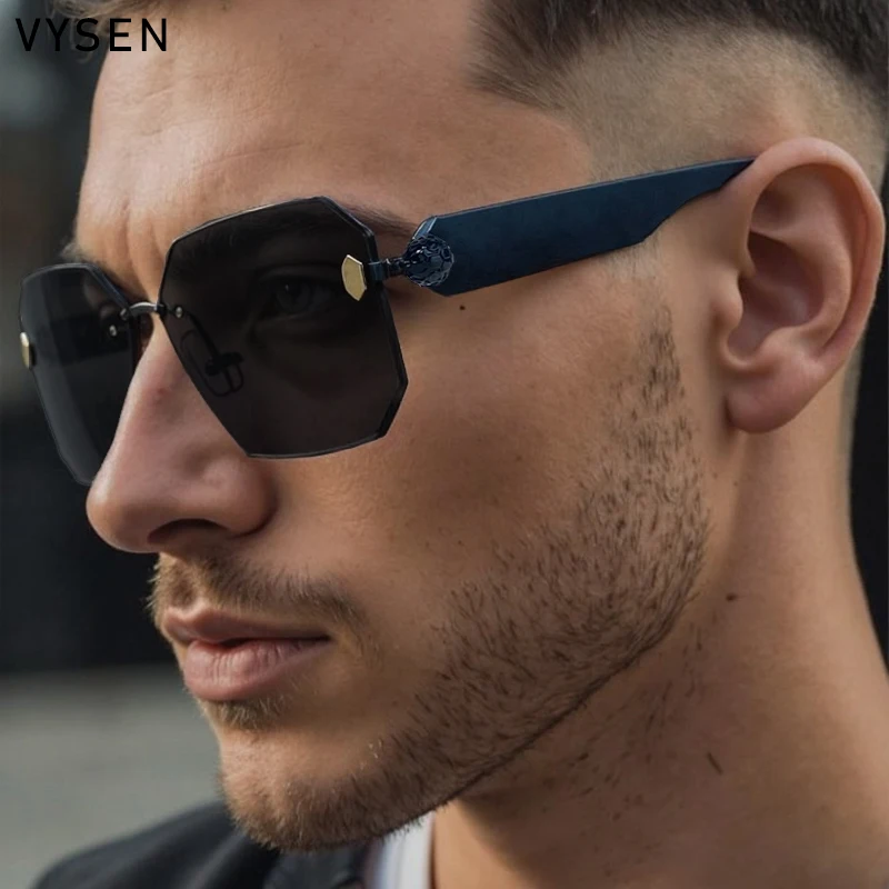 

Oversized Square Rimless Sunglasses Men 2025 Luxury Brand Trendy Vintage Punk Frameless Polygon Sun Glasses Outdoor Eyewear