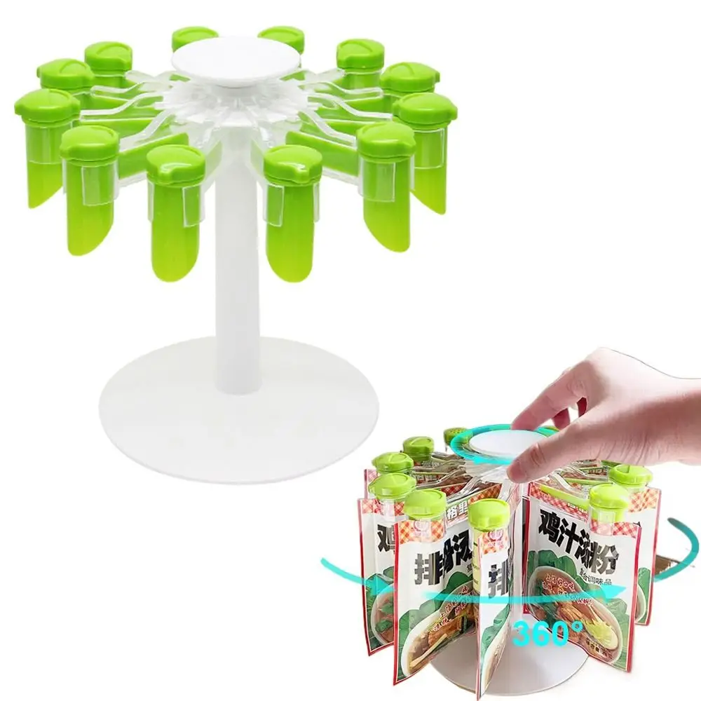 

Sealed Spice Bag Holder 12 Grids Reusable Nozzle Condiment Stand Heat-resistant Detachable Seasoning Bag Storage Rack