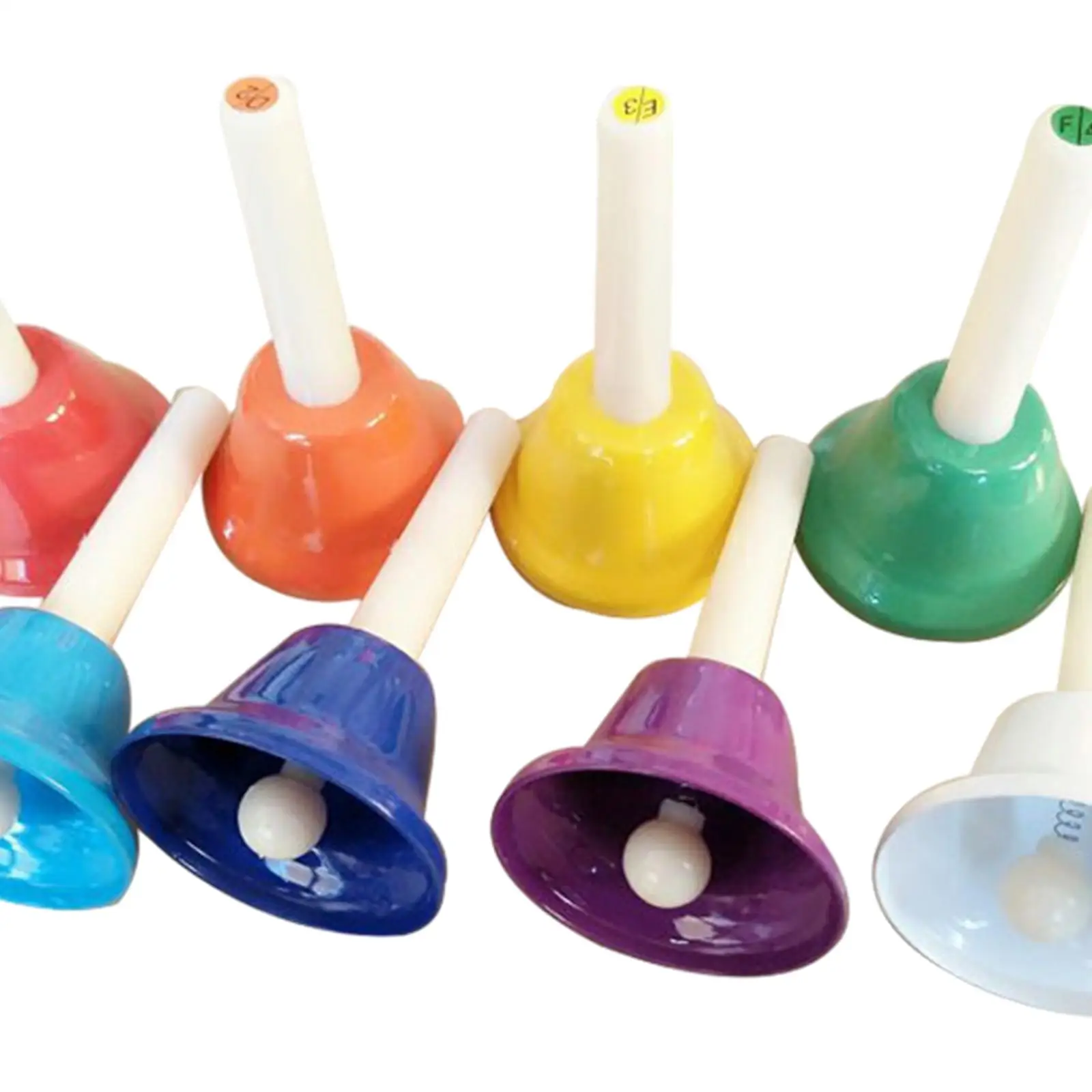 8 Note Colorful Hand Bells Musical Instrument Set Sound Bells for Children School Performance Party
