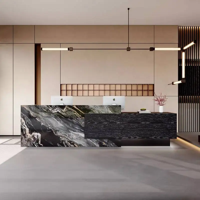 

School Gym Black Reception Counter Modern Hotels Design Office Reception Counter Table Computer Receptiebalie Toonbank Furniture