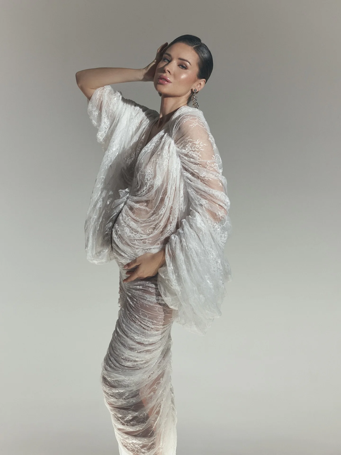 Robe de maternité en dentelle blanche féerique, pour séance photo, à volants transparents, Slim, pour femme enceinte, photographie, robes de réception-cadeau pour bébé, personnalisées