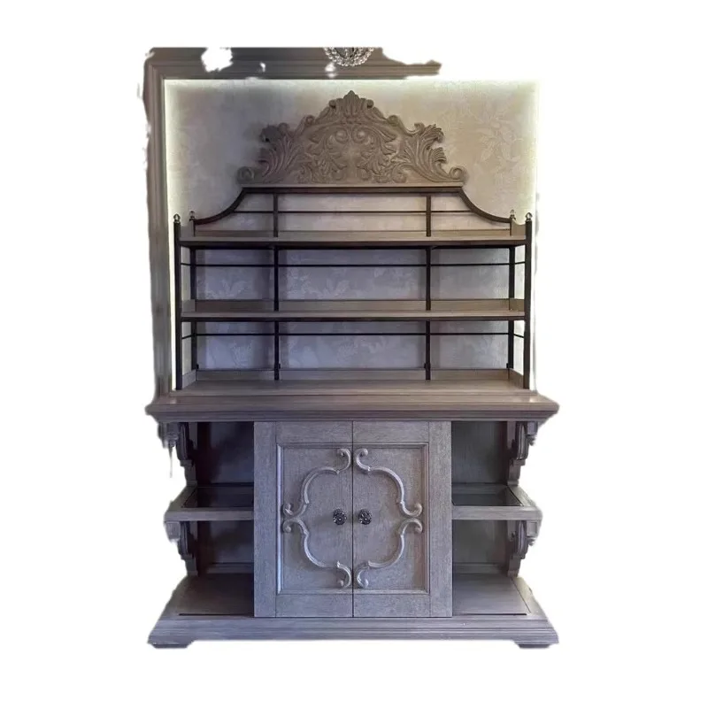 French retro old carved decorative cabinet foyer partition locker