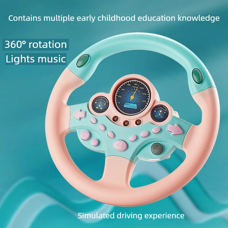 Kids Simulation Steering Wheel Toy with Lighting Sound Children Copilot Driving Toy Educational Interactive Pretend Play Car Toy