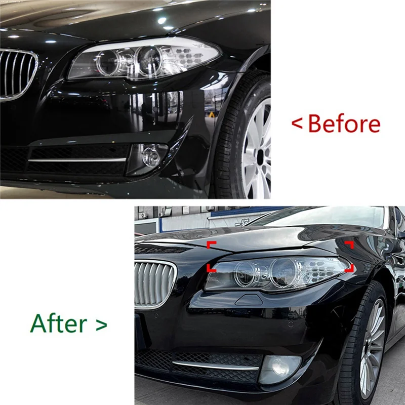 

For BMW 5-Series F10 F11 Early 2011-2014 Front Headlight Cover Garnish Strip Eyebrow Cover Trim Sticker-AS55