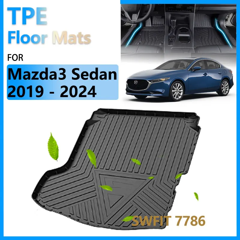 

Задний коврик в багажник из ТПЭ для Mazda 3 BP 2019 2020 2021 2022 2023 Седан Автомобильные аксессуары Подушка багажника Подкладка багажника Запчасти для напольного лотка