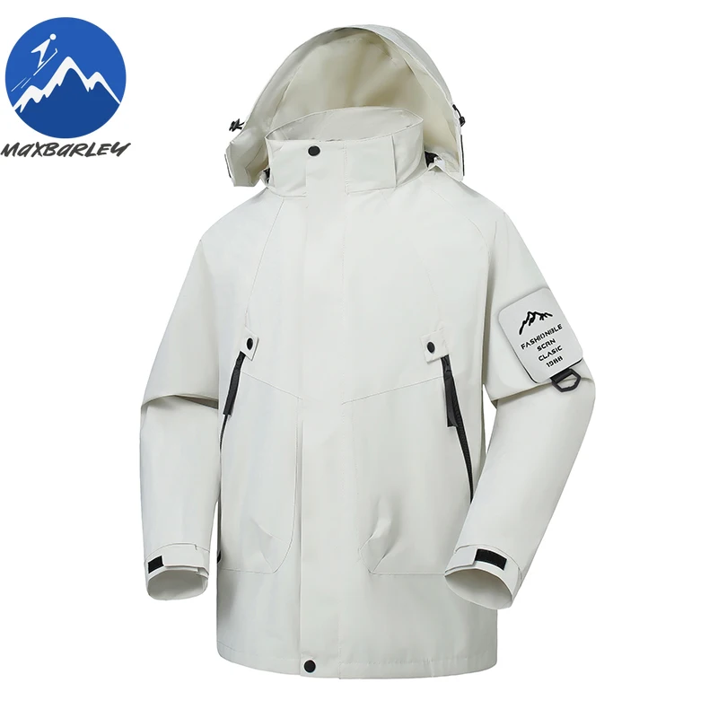 Maxbarley Hiking Waterproof Jacket Men 2025 New Spring Autumn Fashion Windproof Windbreaker Casual Removable Hooded Outerwear