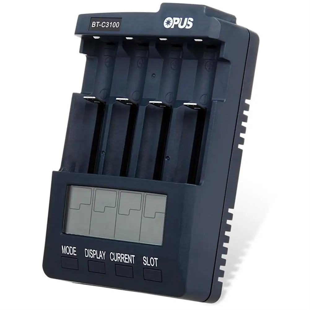 For Opus BT-C3100 V2.2 Digital Intelligent 4 Slots LCD Battery Charger For Li-Ion NiMH NiCd AA AAA 18650 Rechargeable Batteries