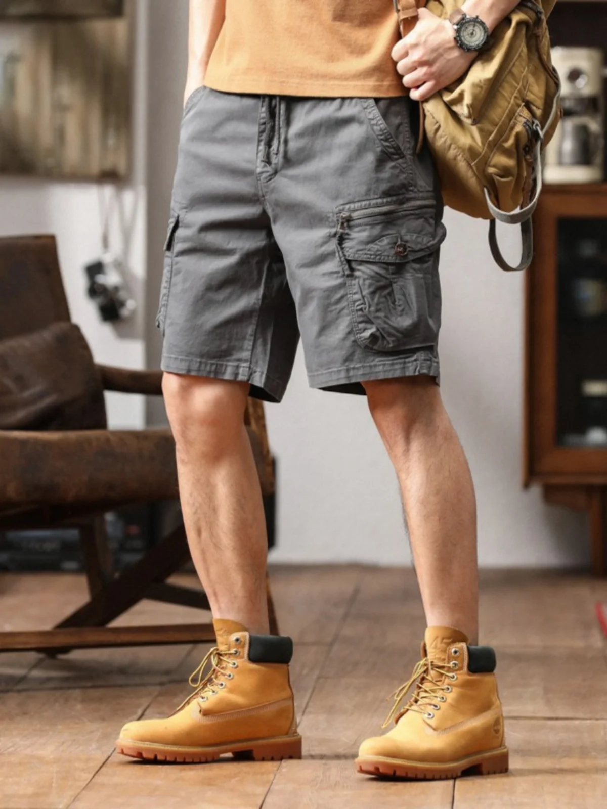 

American Workwear ort Pants Men's Summer 2024 New Outdoor Commuting Tactical Elastic Cool Casual Five-Quarter Pants