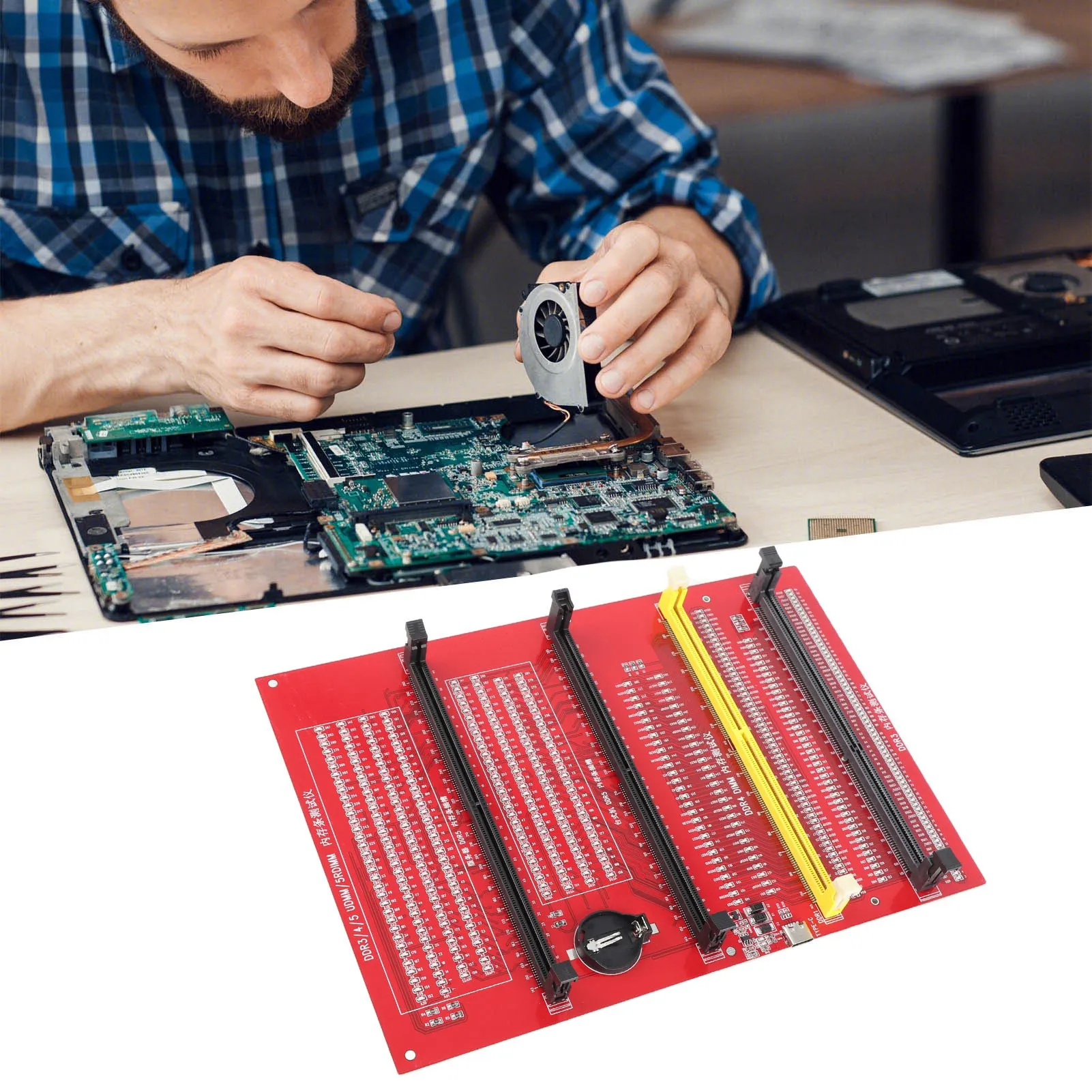 محلل تشخيص الذاكرة 4 في 1 لسطح المكتب DDR3 DDR4 DDR5UDMM DDR5RDIMM بطاقة اختبار مع جهاز اختبار الذاكرة الخفيفة