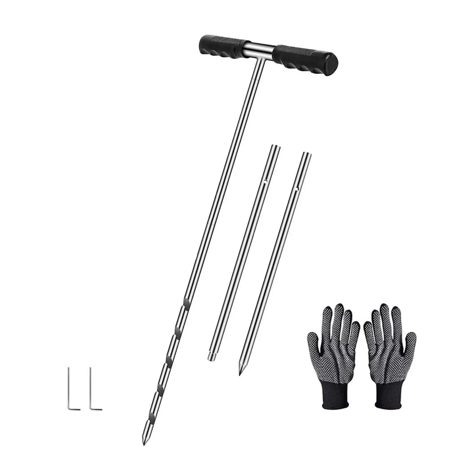 

Столб для испытания образцов почвы, инструмент для сбора образцов, Т-образная ручка, износостойкий Регулируемый комбинированный стержень 17-32-48 дюймов для газона и сада