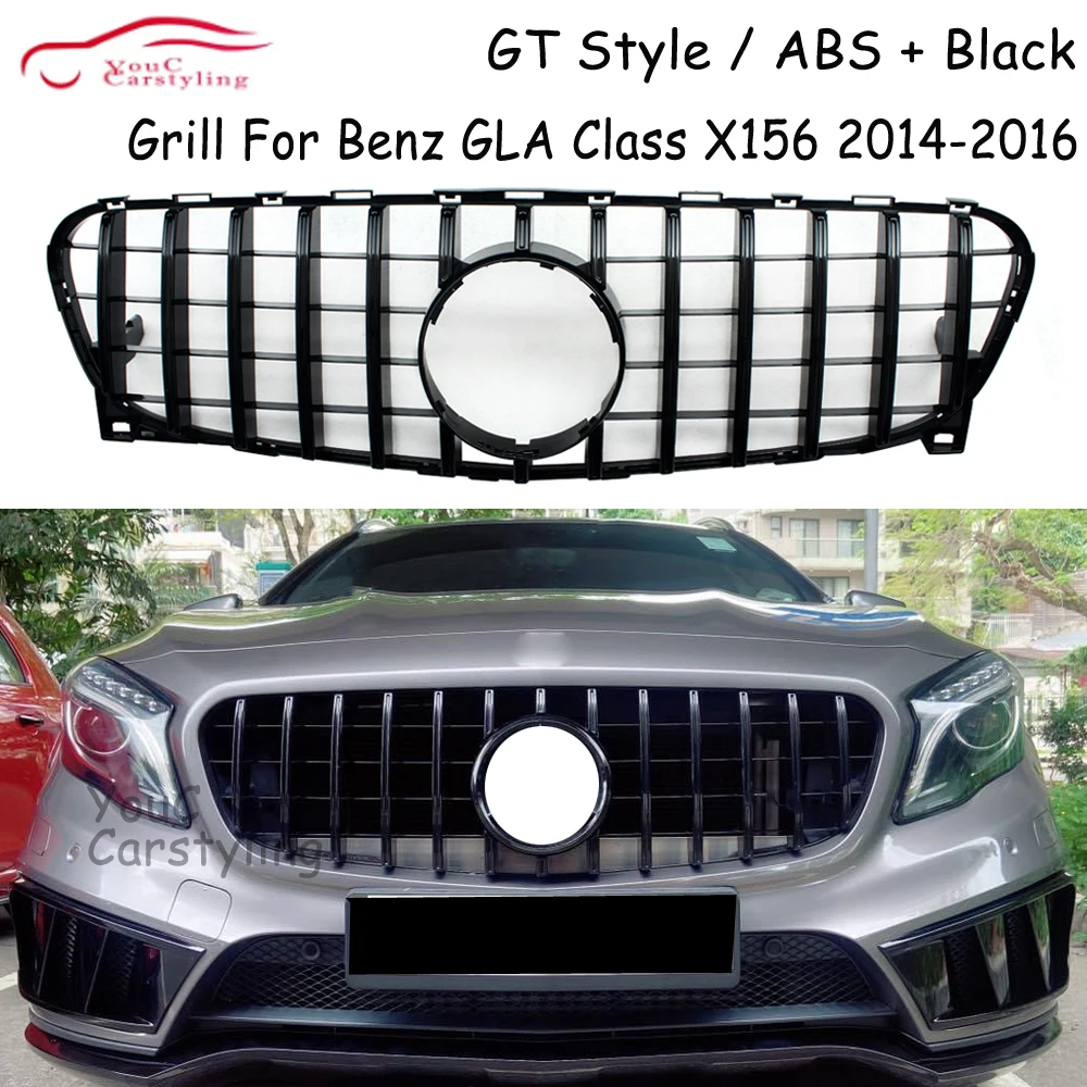 

X156 GT Style Front Hood Grill Mesh For Mercedes GLA Class X156 2014 2015 2016 GLA180 GLA200 GLA220 GLA250 Black Grill