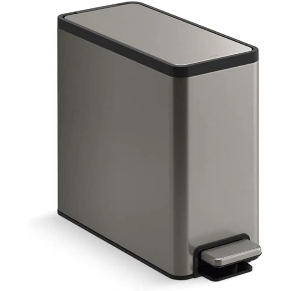 

20957-ST Bathroom, 2.5 Gallon Small Trash Can with Quiet-Close Lid and Hand Free Foot Pedal, Stainless Steel