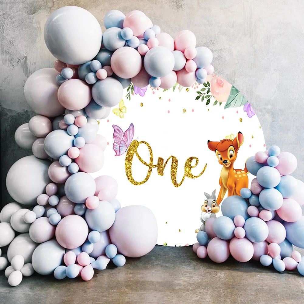 Bambi Elastic Circle Backdrop Photography Photo Background Props One Baby Shower Birthday Party Decoration Photozone Custom