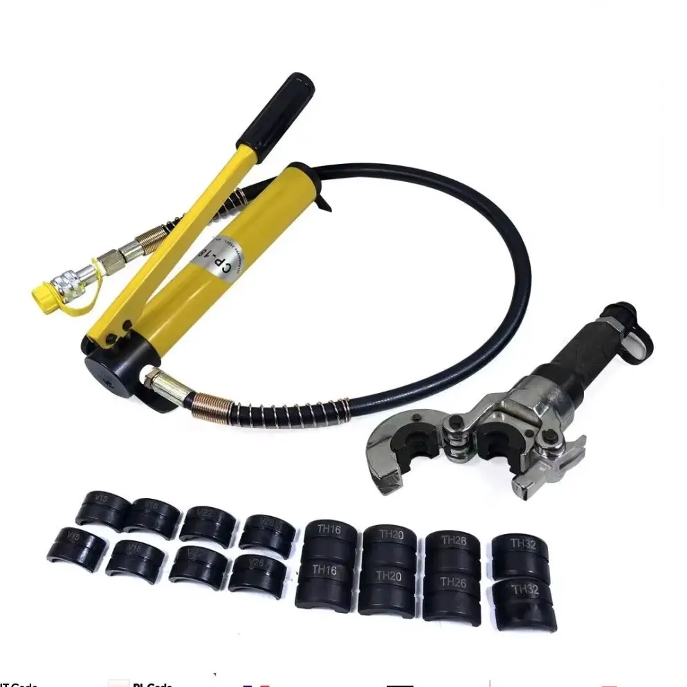 Pince à sertir hydraulique 6T, Tube en acier inoxydable avec 9 matrices pour presse en cuivre V12-28 TH 16-32mm
