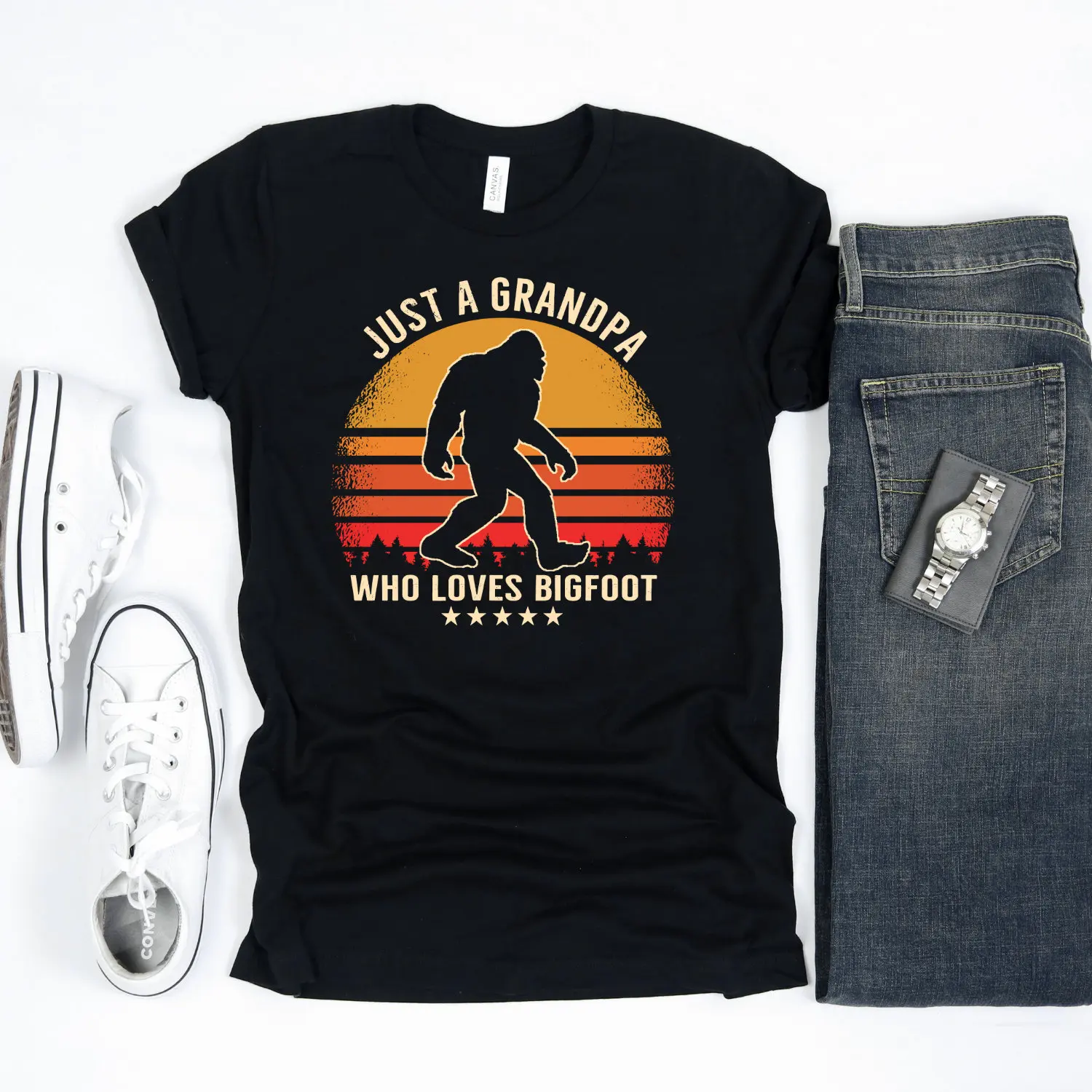 Grandpa Bigfoot Gifts, Bigfoot Shirts for Grandpa, Just a Grandpa Who Loves Bigfoot