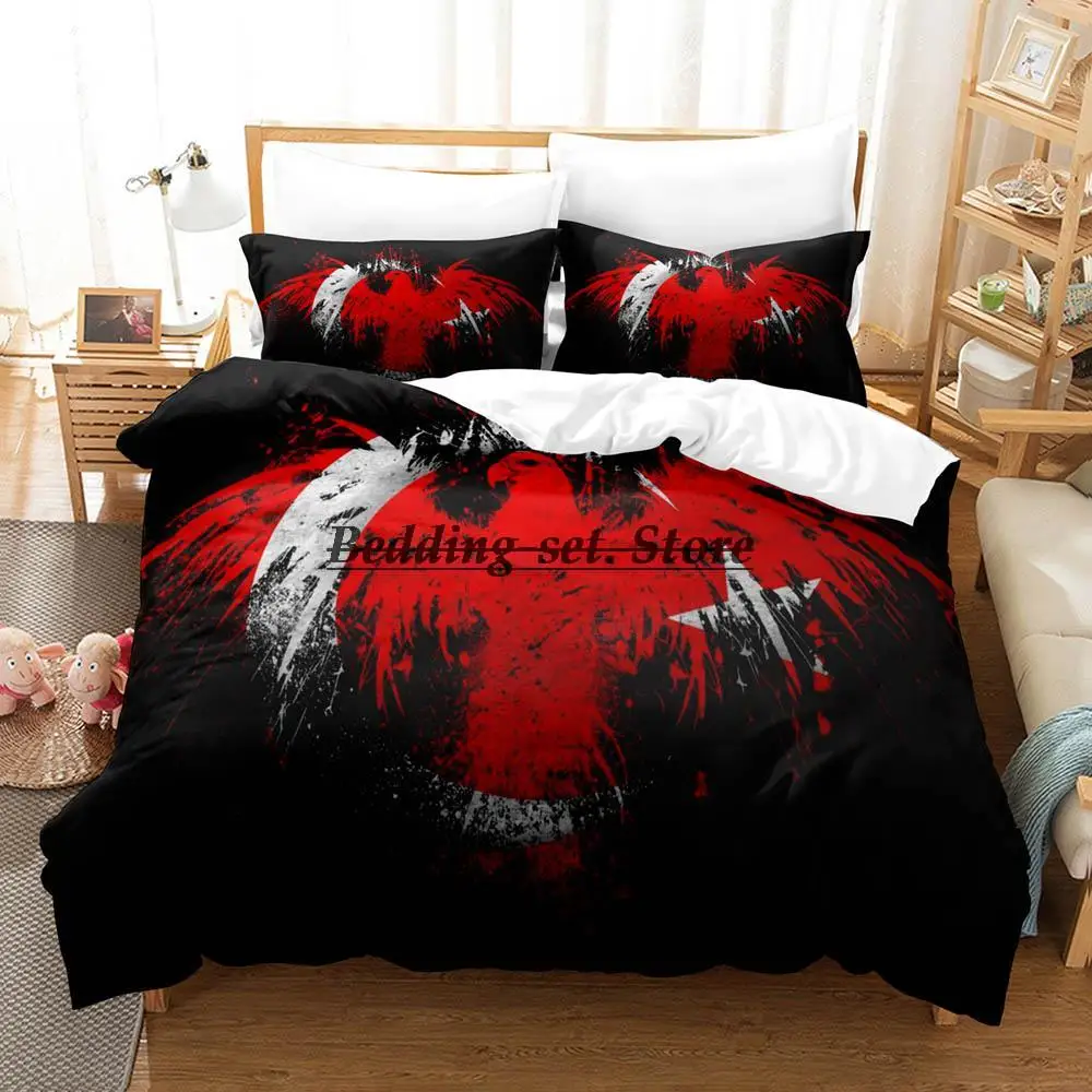 

Turkey Flag Bedding Set Single Twin Full Queen King Size Bed Set Aldult Kid Bedroom Duvetcover Sets 3D Print Anime Bed Sheet Set