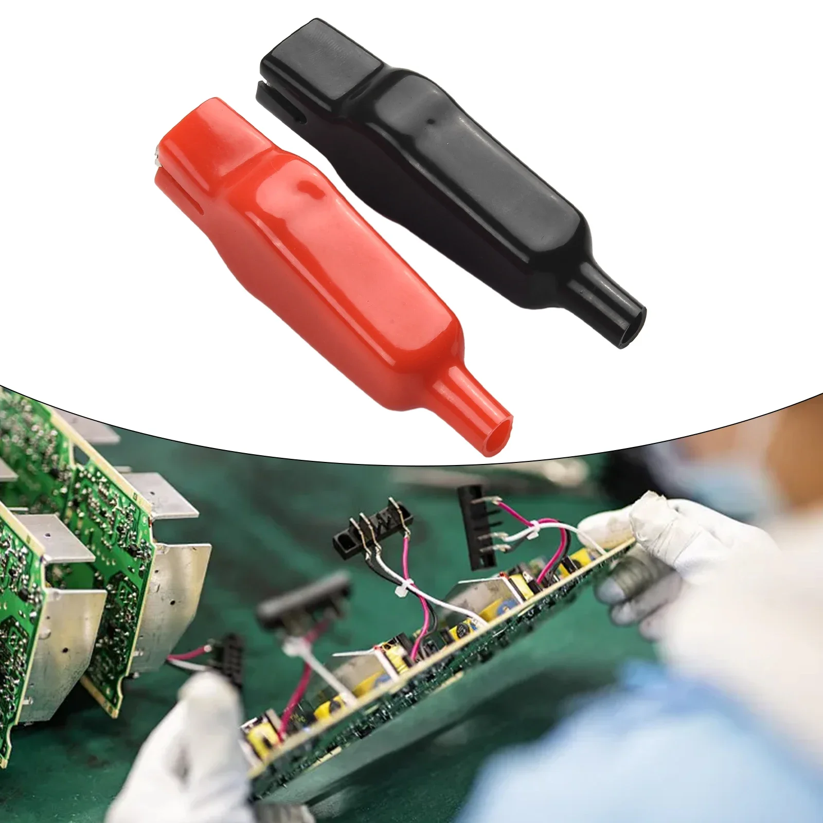 Set Of Two Sheathed For Alligator Clips For Electrical Test And DIY Applications Nickel Plated Steel Material 20A