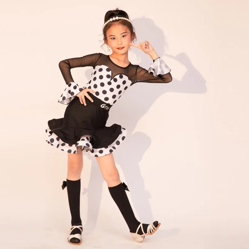 Latin Dance Suit 2023 Autumn and Winter New Wave Point Advanced Sense Training Suit Girls' Set