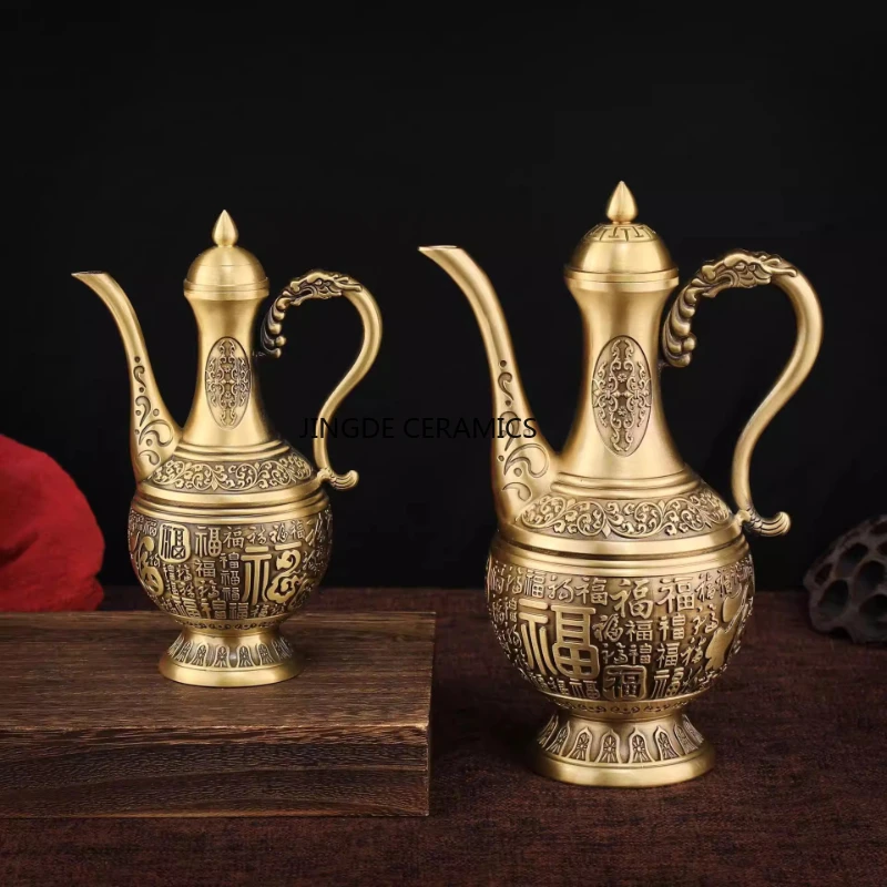 

1pc Metal Wine Pot Buddha Hall and Buddhist Equipment Household Sacrificial Wine Pot Chinese Style Antique Drinking Utensils