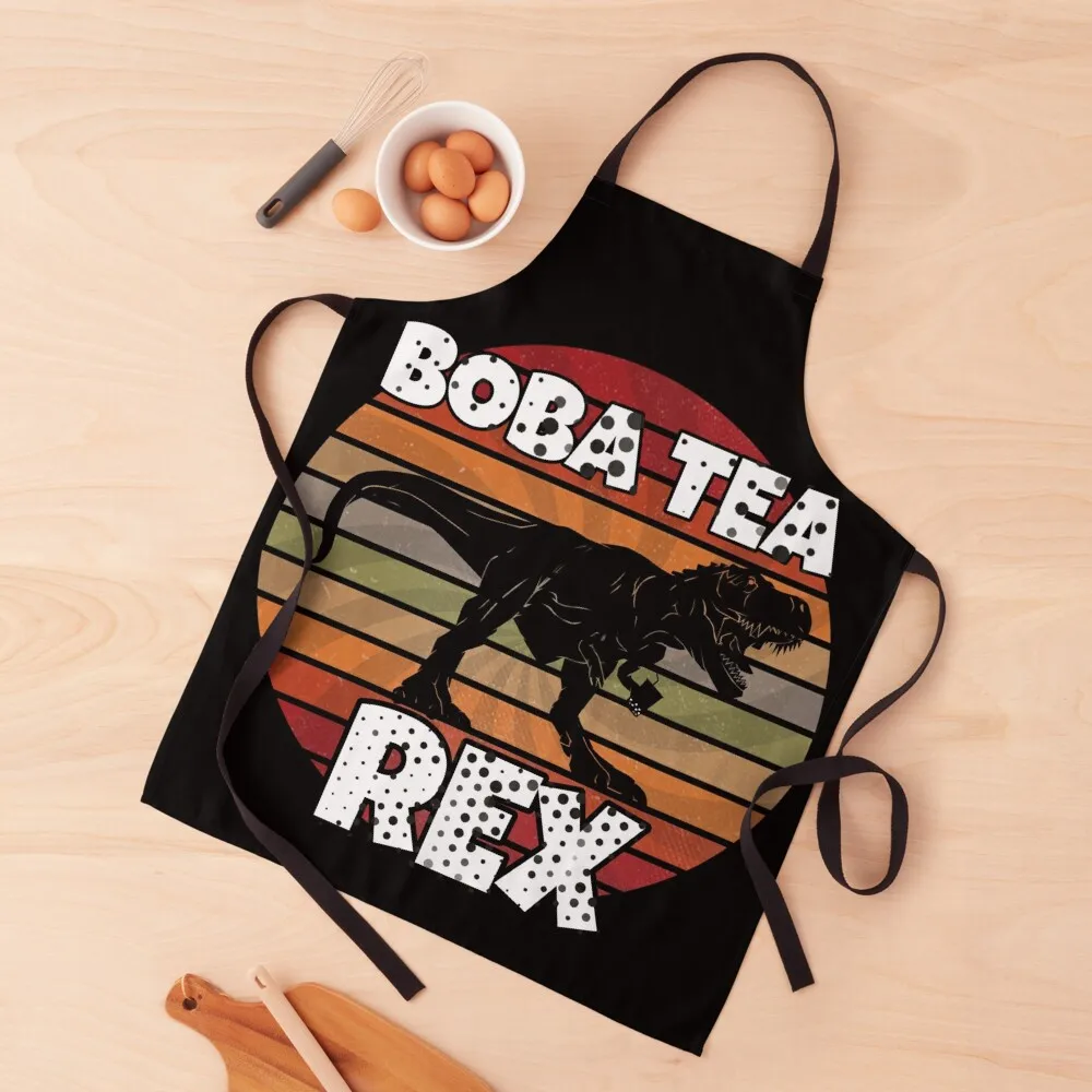 

Boba Tea Rex Dino Boba Funny Tyrannosaurus Dinosaur Retro Vintage Apron