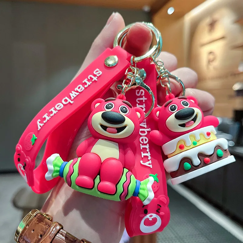 Toy Story 3 Lotso Keychain Cartoon Anime Disney Series Character Doll Pendant Creative Car Key chain Circle Children's Toy Gifts