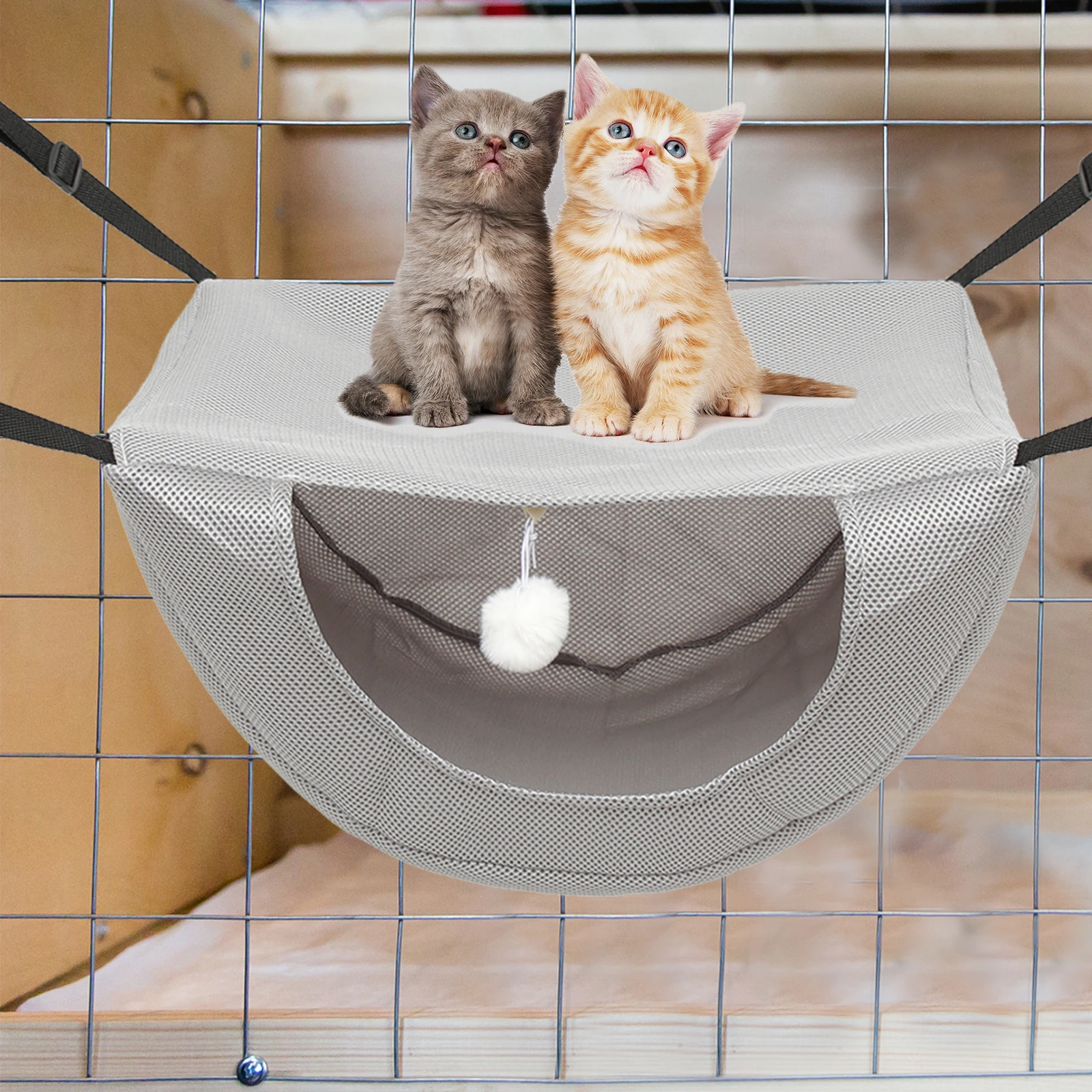 

Breathable Mesh Cage Wall-Mounted Bed Cooling Swing For Small Pets Durable Scratch-Resistant Comfortable Home Kitten Hanging Bed