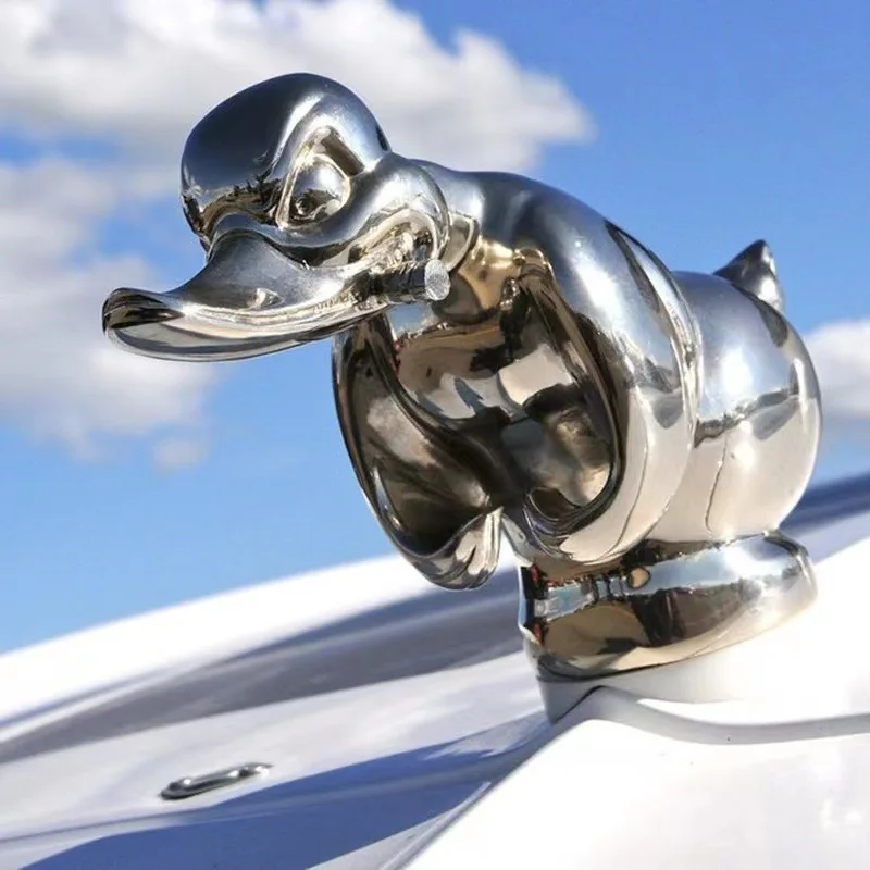 Angry Duck Head Car Decoration - Silver Glow Duck Dashboard Ornament, Fierce Duck Head Car Accessory