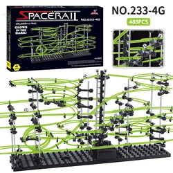 Spacerail Roller Coaster 488PCS Luminous Electric Intelligence Race Ball Building Marble Roller Coaster Rail Level 1-9 Track Toy