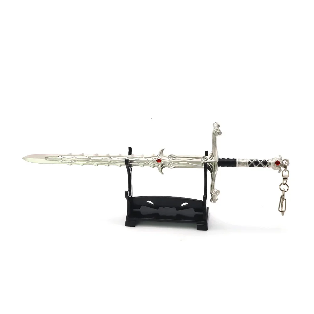 22cm Sliver Sword Keychain Dragons City Baldur Game Weapon Metal Game Peripheral Katana Samurai Sword Weapon Model Gifts Toys