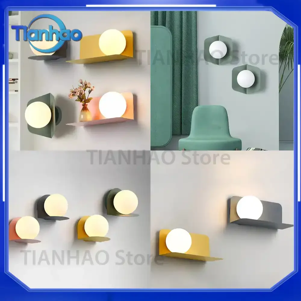 Modern Simple Box Wall Lamp for Nordic Living Room Dining Room Bedroom Cloakroom Study Creative Personality Macaron Style