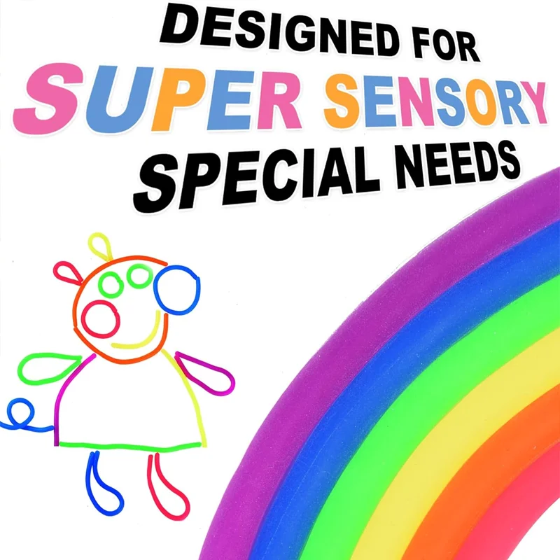 Stretchy Noodle String Neon Fidget Stress Relief Sensory Toy Decompression Elastic Rope Toys