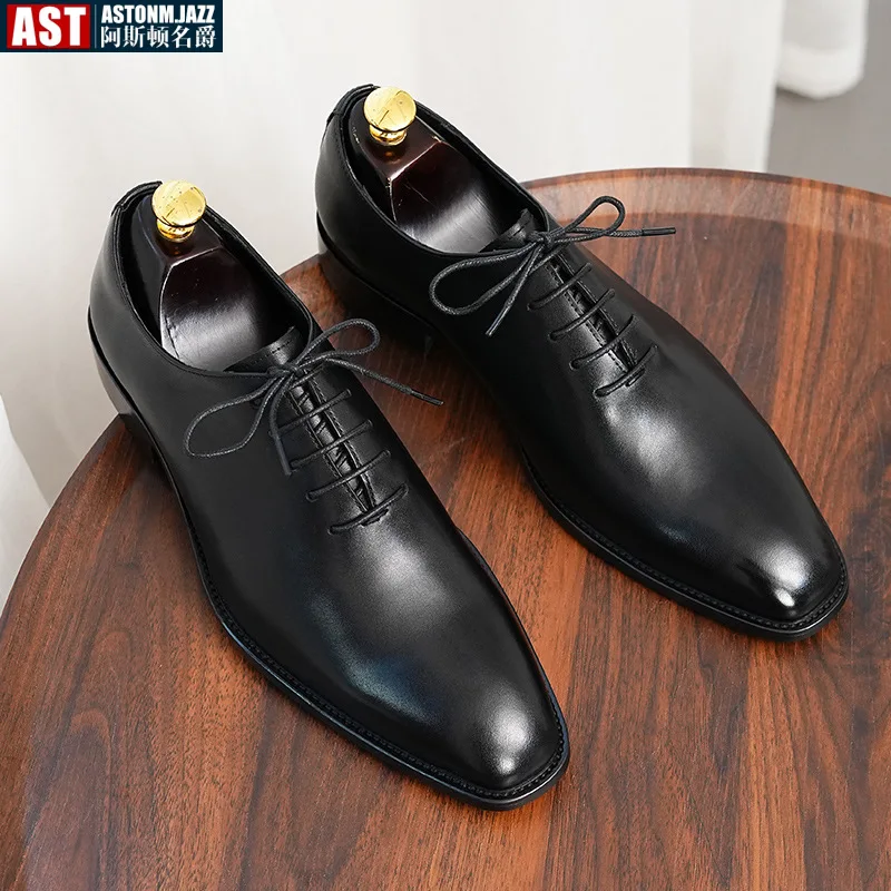 Zapatos italianos formales para hombre, calzado de cuero genuino de lujo, hecho a mano, de calidad, cómodos, elegantes, color negro, para boda,