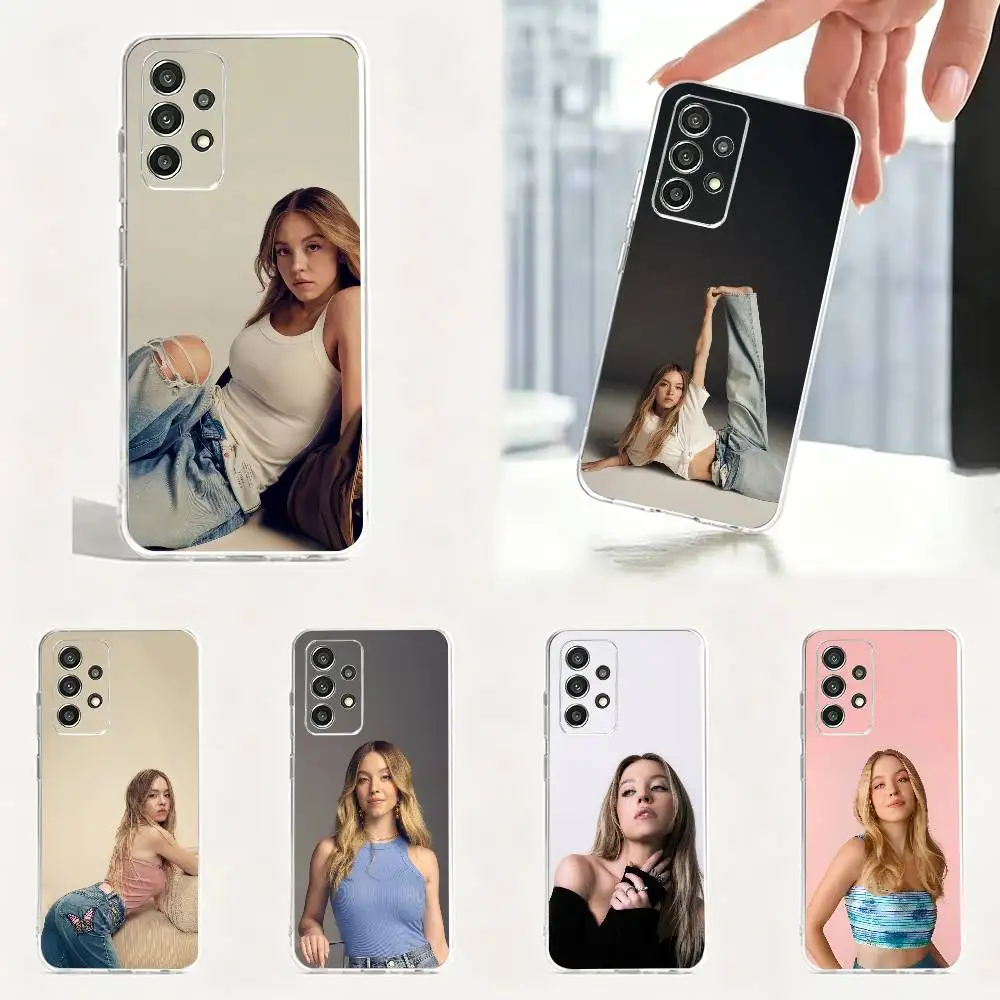 Famous actress S-ydney S-weeney   Phone Case For Samsung Soft Transparent TPU Case S25,S24,S21,S22,S23,S30,Ultra,S20,Plus