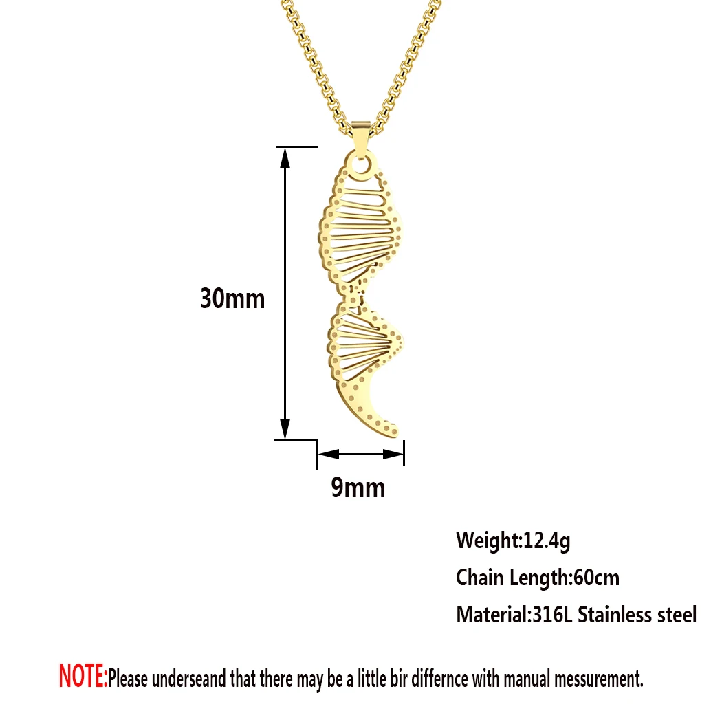 Kinitial Stainless Steel DNA Double Helix Pendant Necklace For Men Chemical Molecules Choker Science Jewelry Teacher Gift