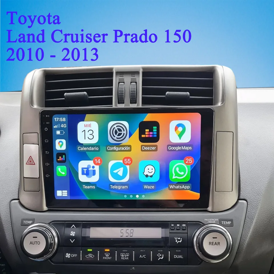 Для Toyota Land Cruiser Prado 150 2010-2013 CarPlay автомагнитола стерео мультимедийный магнитофон DVD кассета 4G Lte Carplay