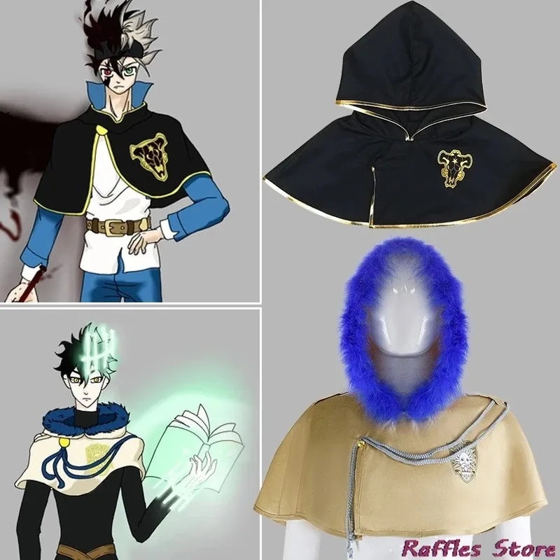 Anime negro trébol dorado capa de amanecer Yuno Grinberryall disfraz de Cosplay capa azul Beige trébol de cuatro hojas Asta Clover Kingdom hombres