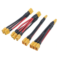 XT60 Parallel Battery Connector Male/Female Cable Dual Extension 1to2/1to3 12AWG/14AWG Silicone Wire 10CM for RC Battery Motor