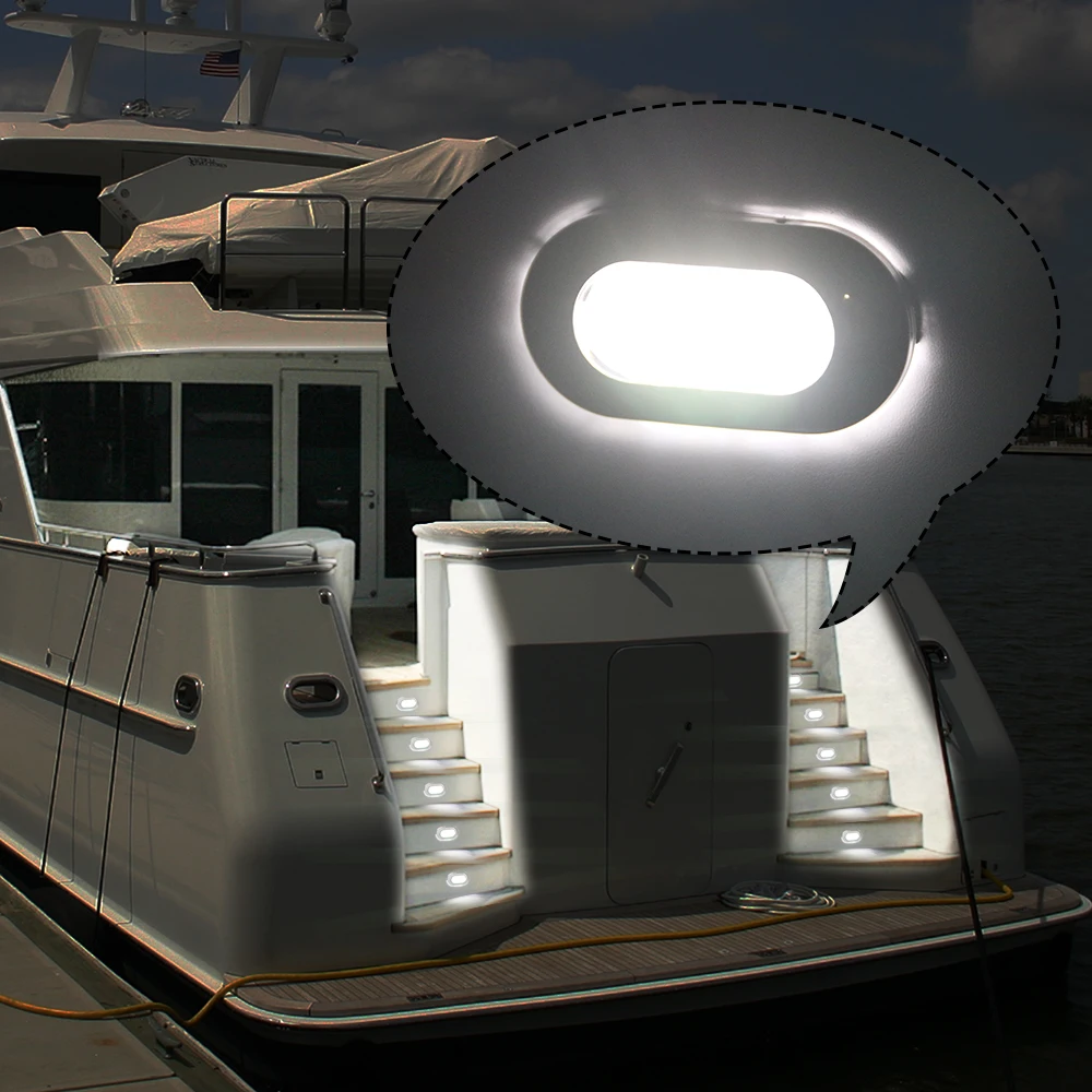 Luces LED de cortesía para escalones, iluminación de utilidad decorativa montada en superficie para barco, yate, RV, caravana, cubierta SS304, 4 Uds.