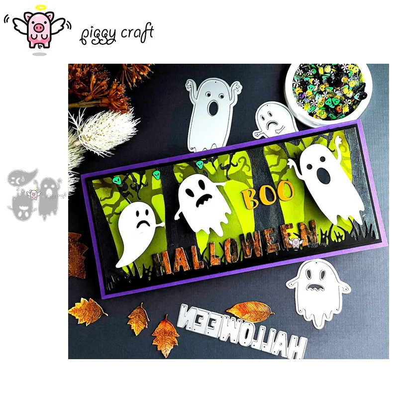 Piggy Craft metalowe matryce do wycinania matryce do wycinania Halloween duch Scrapbook papier rzemiosło nóż forma ostrze dziurkacz szablony matryce