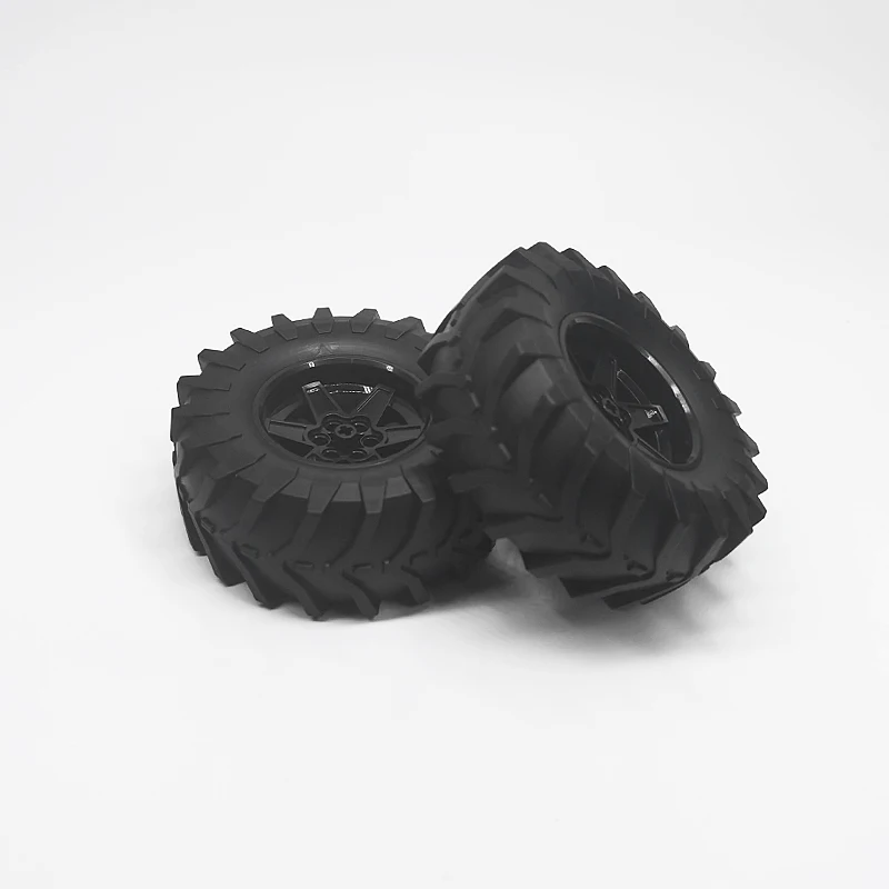 DIY Car Tire and Tread Wheel 56mm Technic Racing Medium, 6 Pin Holes 15038 Building Bricks Tire Tractor 23798 Toys for Children