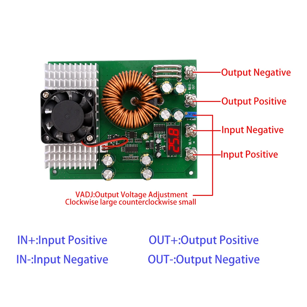 1000W 50A Step Down Module DC 25V-90V to DC 2.5V-50V Buck Converter Digital Display Wide Voltage Stabilizer Power Supply Board