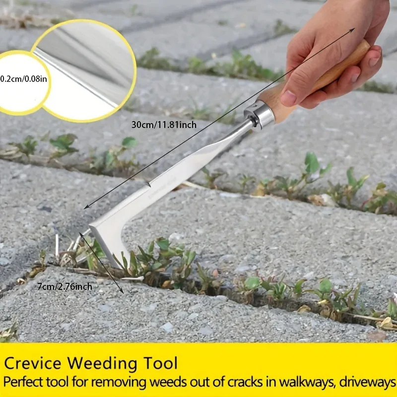 Manual Weeder Tool, Durable Stainless Steel with Gears, Handheld Crack Weeding Tool for Road Maintenance & Pavement
